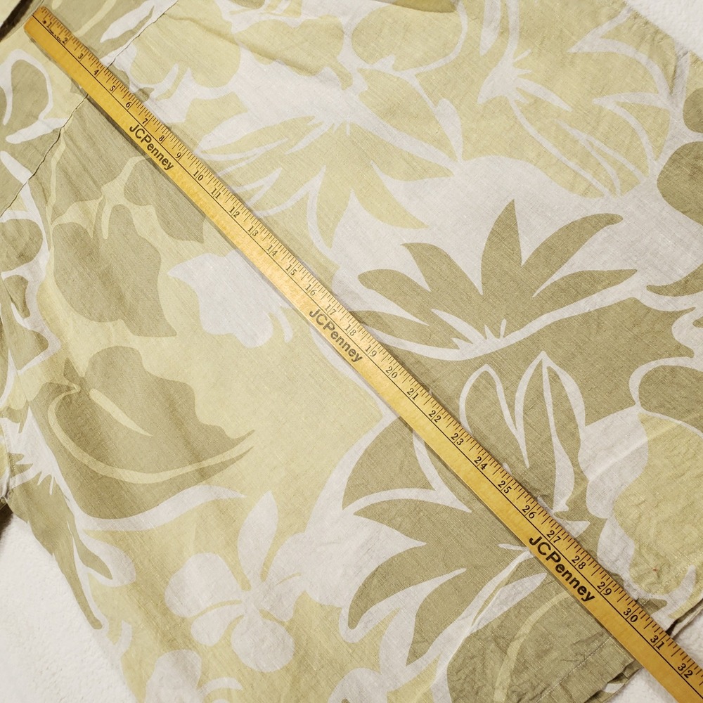 Tommy Bahama Linen Shirt Men XLX Green Tropical Floral Short Sleeve Button Front - Picture 6 of 7